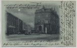 Mondschein-AK Gruss aus Deuben Rathaus mit Brunnen und Menschen b. Freital 1907 RAR