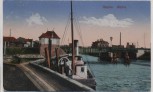 AK Husum Hafen Schiff mit Brücke 1924