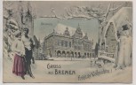 AK Gruss aus Bremen Rathaus Fröhliche Weihnachten Mann und Frau Schneemann 1912 RAR