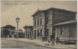 AK Badersleben Bahnhof mit Menschen b. Huy Werbemarke Verein f. das Deutschtum im Ausland 1912 Sammlerstück RAR