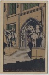 Steindruck AK Bremen Ritter vor dem Rathaus 1920