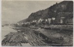 AK Postelwitz Ortsansicht mit Elbe Flößer Baumstämme b. Bad Schandau Sächsische Schweiz 1920 RAR