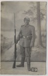 AK Foto Soldat mit Pickelhaube Bajonett Gewehr Gürteltasche Stetten am kalten Markt Feldpost 1914