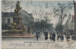 AK Duisburg Königstraße Königsstraße u. Bismarck-Denkmal viele Menschen 1912