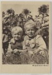 AK Foto Kinder vor Sonnenblumen Zu Gunsten des Deutschen Frauenwerkes Mütterdienst 1935