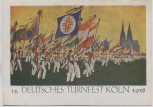 Künstler-AK Köln 14. Deutsches Turnfest Fahnenaufmarsch im Stadion 1928