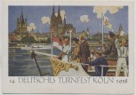 Künstler-AK Köln 14. Deutsches Turnfest Turnfahrt auf dem Rhein mit Dom 1928