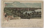 Litho Gruss aus Zechlin Flecken Zechlin Ortsansicht b. Rheinsberg 1900