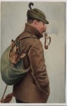 AK-Künstler Jäger mit Pfeife Reh im Rucksack 1912
