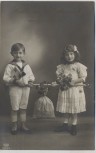 AK Foto Herzlichen Glückwunsch zum neuen Jahre 2 Kinder mit Geldsack 1913