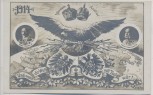 AK Adler mit Kaiser Wilhelm II. und Franz Josef II. Wappen Patriotika Verlag Gustav Liersch 1914