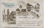 AK Litho Gruß aus Schlettstadt Sélestat Münster Kaserne Fischerbach ...  	Bas-Rhin Elsass Frankreich 1900 RAR