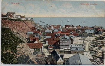 VERKAUFT !!!   AK Helgoland Ortsansicht Ober- und Unterland 1911