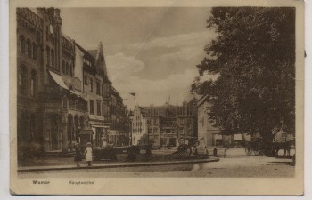 VERKAUFT !!!   AK Wismar Hauptwache mit Kindern und Kanone Feldpost 1917