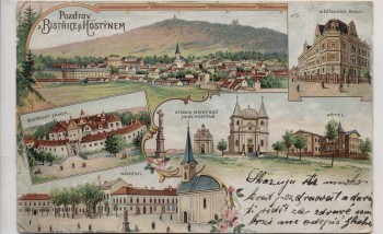 AK Bistritz am Hostein Bystřice pod Hostýnem Schule Hotel Markt Tschechien 1900 RAR