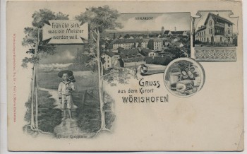 AK Gruss aus dem Kurort Wörishofen Totalansicht Kind und Villa Rosalia 1900 RAR