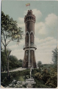 AK Ebingen Aussichtsturm mit Fahne 1909