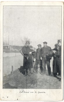 AK Feldpost 1.WK Auf Kanal von St. Quentin 1915