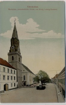 AK Edenkoben Marktplatz protestantische Kirche und König Ludwig-Denkmal 1910 RAR AK Edenkoben Marktplatz protestantische Kirche und König Ludwig-Denkmal 1910 RAR