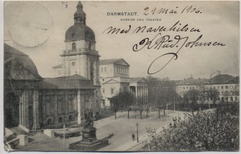 AK Darmstadt Museum und Theater 1906