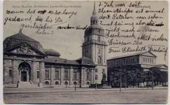 AK Darmstadt Neues Museum Hoftheater Landes-Kriegerdenkmal 1908