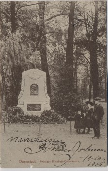AK Darmstadt Prinzess Elisabeth-Gedenkstein mit Kindern 1906