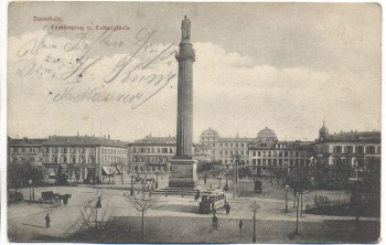 AK Darmstadt Louisenplatz und Ludwigsäule 1904