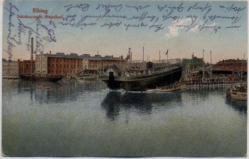 AK Elbing Elbląg Schichauwerft Stapellauf Ostpreußen Polen 1913