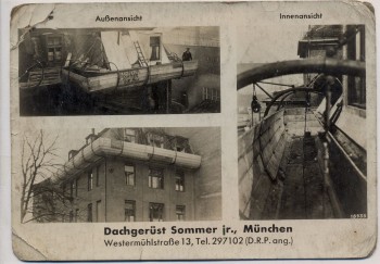 AK Foto Mehrbild München Dachgerüst Sommer Westermühlstraße 13 1930 RAR