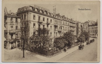 AK Baden-Baden Luisenstrasse Hotel Einhorn 1920