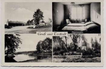 AK Mehrbild Gruß aus Tostedt Motel Tankstelle Badeanstalt Denkmal 1950 RAR