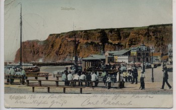 VERKAUFT !!! AK Helgoland Südspitze viele Menschen T-Stempel Marke Germina gelocht 1906 RAR VERKAUFT !!! AK Helgoland Südspitze viele Menschen T-Stempel Marke Germina gelocht 1906 RAR