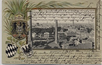 Präge-AK Staßfurt Ortsansicht mit Wappen 1901 RAR