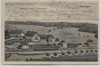Künstler-AK Hattingen Bahnhof u. Hauser's Restauration 1911 RAR