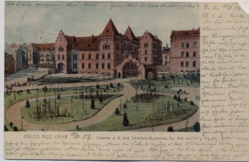 AK Gruss aus Lahr Kaserne d. 8. bad. Infanterie-Regiments No. 169 Schwarzwald 1906