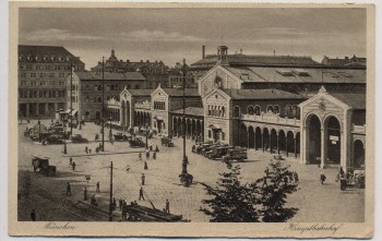 AK München Hauptbahnhof mit Autos 1910