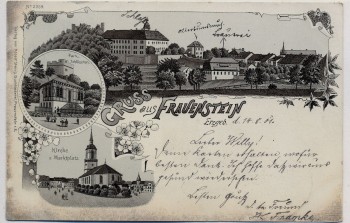 AK Litho Gruss aus Frauenstein Erzgebirge Parkschlösschen Kirche 1901