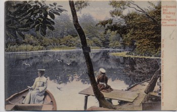 AK Ostseebad Misdroy Międzyzdroje Jordansee Landungssteg des Restaurants Pommern Polen 1910