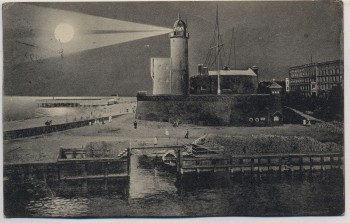 AK Kolberg Kołobrzeg Abendstimmung mit Leuchtturm Pommern Polen 1929