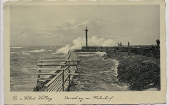 AK Ostseebad Kolberg Kołobrzeg Brandung am Molenkopf Pommern Polen 1934