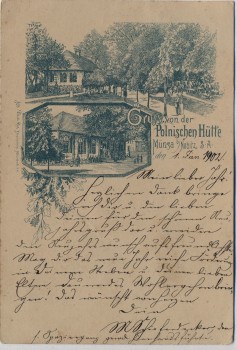 AK Vorläufer Münsa bei Nobitz Gruss von der Polnischen Hütte 1902 RAR