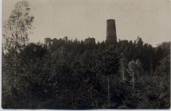 AK Foto Burgruine Wolfstein bei Tschernoschin Černošín Mies Stříbro Sudetengau Tschechien 1935