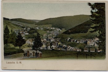 VERKAUFT !!!   AK Lauscha in Thüringen Ortsansicht mit Menschen 1910