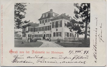 VERKAUFT !!!   AK Gruß von der Fafanerie bei Meiningen 1899