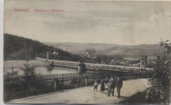 AK Chemnitz Einsiedel Talsperre mit Menschen 1920