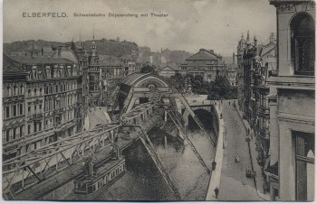 AK Elberfeld Wuppertal Schwebebahn Döppersberg mit Theater 1903