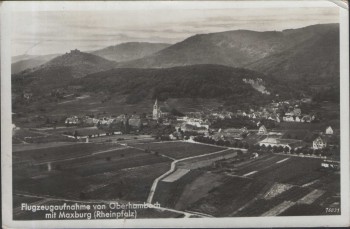 AK Flugzeugaufnahme von Oberhambach mit Maxburg bei Birkenfeld 1935