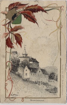 Künstler-AK Schloss Eberstein mit Wappen Gernsbach 1903