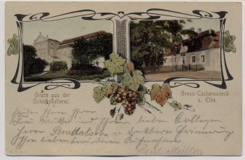 AK Czernosek Groß Tschernosek Velké Žernoseky Gruss aus der Schlosskellerei Böhmen Tschechien 1905 RAR