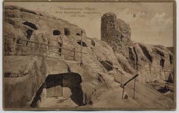 AK Blankenburg im Harz Burg Regenstein Burgverlies und Turm Goldrand 1930